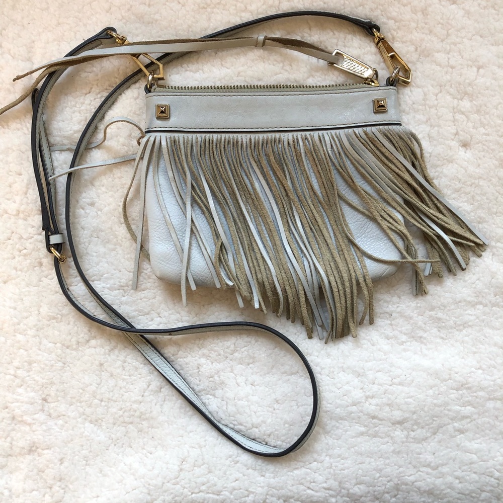 Rebecca Minkoff Light Blue Fringe Leather Crossbody Bag